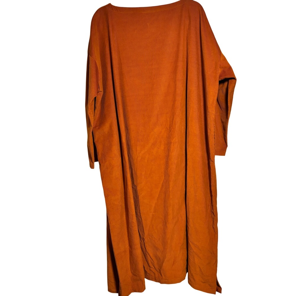 Eskandar Orange Cotton Cashmere Corduroy Wide A-Line Scoop Neck Dress Size 1 - Picture 2 of 6